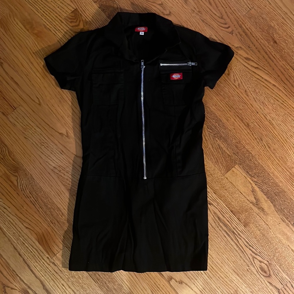 Dickies Girl Stretch Black Dress Medium Zip Front